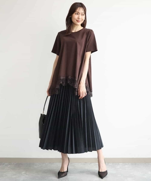 MK MICHEL KLEIN（エムケーミッシェルクラン）の「[洗える]イレヘムレースデザインカットソー（Tシャツ/カットソー・レディース・アイボリー/ブラック/ブラウン・38）」の7枚目の写真