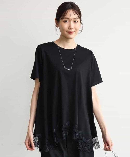 MK MICHEL KLEIN（エムケーミッシェルクラン）の「[洗える]イレヘムレースデザインカットソー（Tシャツ/カットソー・レディース・アイボリー/ブラック/ブラウン・38）」の10枚目の写真