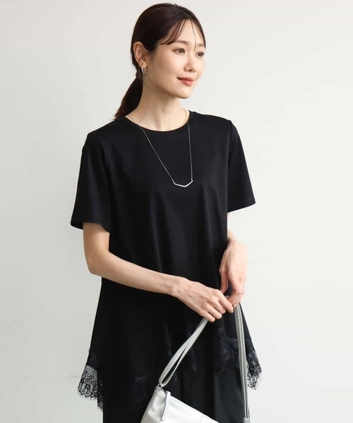 MK MICHEL KLEIN（エムケーミッシェルクラン）の「[洗える]イレヘムレースデザインカットソー（Tシャツ/カットソー・レディース・アイボリー/ブラック/ブラウン・38）」の11枚目の写真