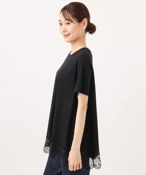 MK MICHEL KLEIN（エムケーミッシェルクラン）の「[洗える]イレヘムレースデザインカットソー（Tシャツ/カットソー・レディース・アイボリー/ブラック/ブラウン・38）」の16枚目の写真