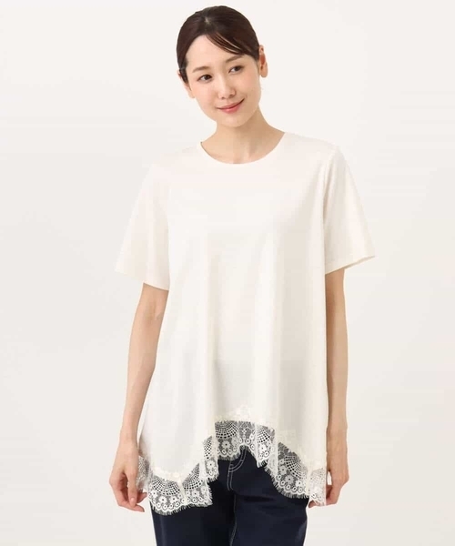 MK MICHEL KLEIN（エムケーミッシェルクラン）の「[洗える]イレヘムレースデザインカットソー（Tシャツ/カットソー・レディース・アイボリー/ブラック/ブラウン・38）」の22枚目の写真