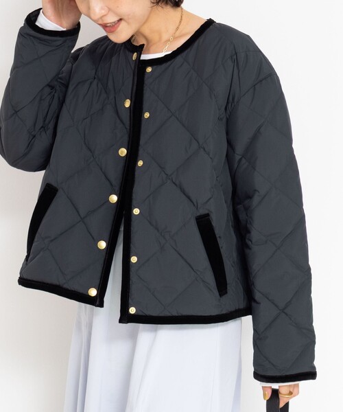 NOLLEY’S(ノーリーズ)の「【TAION×LIMONTA】別注ベロアパイピングショートダウン(ダウンジャケット/コート・レディース・ネイビー/カーキ/ブラック・FREE)」の14枚目の写真
