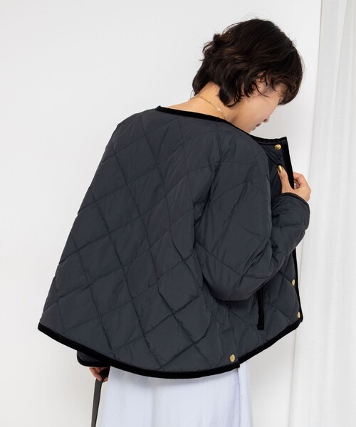 NOLLEY’S(ノーリーズ)の「【TAION×LIMONTA】別注ベロアパイピングショートダウン(ダウンジャケット/コート・レディース・ネイビー/カーキ/ブラック・FREE)」の21枚目の写真