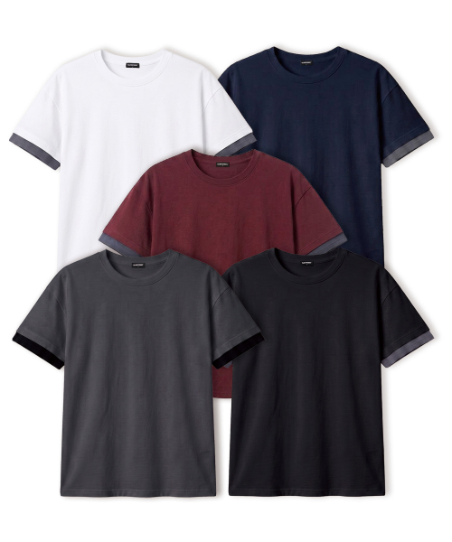 VANNWORKS（バンワークス）の「[クロップ] レイヤードロールアップ半袖Tシャツ (VS0301) バーガンディ（Tシャツ/カットソー・メンズ・その他・MEDIUM/LARGE/X-LARGE）」の4枚目の写真