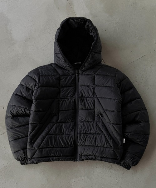 WISH FOR EVER(ウィッシュフォーエバー)の「MICROFIBER DRAW CODE PADDING HOODIE JACKET/マイクロファイバードローコードパディングフーディージャケット(ダウンジャケット/コート・メンズ・ネイビー/オリーブ/パープル/ブラック/グレー/ブルー・MEDIUM/LARGE/SMALL)」の2枚目の写真