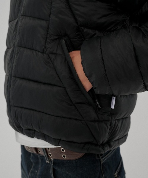 WISH FOR EVER(ウィッシュフォーエバー)の「MICROFIBER DRAW CODE PADDING HOODIE JACKET/マイクロファイバードローコードパディングフーディージャケット(ダウンジャケット/コート・メンズ・ネイビー/オリーブ/パープル/ブラック/グレー/ブルー・MEDIUM/LARGE/SMALL)」の20枚目の写真