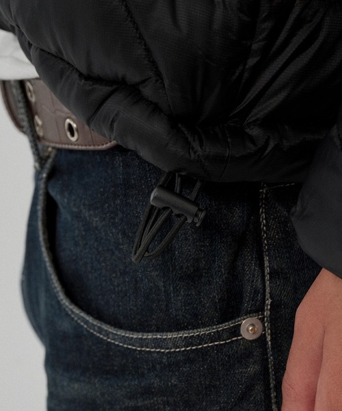 WISH FOR EVER(ウィッシュフォーエバー)の「MICROFIBER DRAW CODE PADDING HOODIE JACKET/マイクロファイバードローコードパディングフーディージャケット(ダウンジャケット/コート・メンズ・ネイビー/オリーブ/パープル/ブラック/グレー/ブルー・MEDIUM/LARGE/SMALL)」の22枚目の写真
