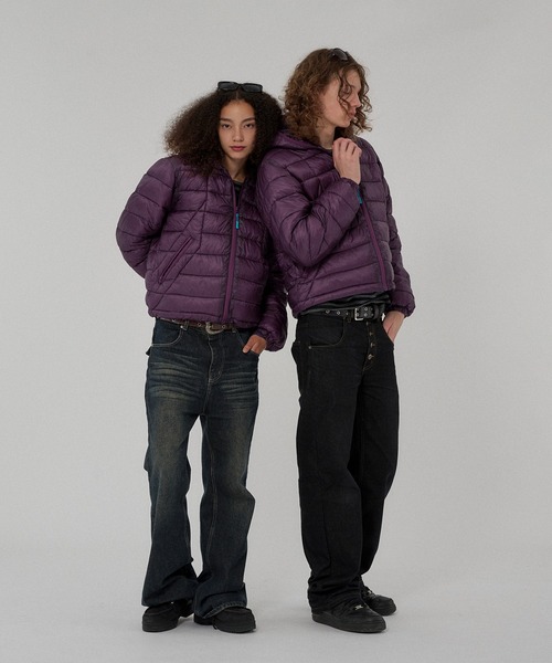 WISH FOR EVER(ウィッシュフォーエバー)の「MICROFIBER DRAW CODE PADDING HOODIE JACKET/マイクロファイバードローコードパディングフーディージャケット(ダウンジャケット/コート・メンズ・ネイビー/オリーブ/パープル/ブラック/グレー/ブルー・MEDIUM/LARGE/SMALL)」の13枚目の写真