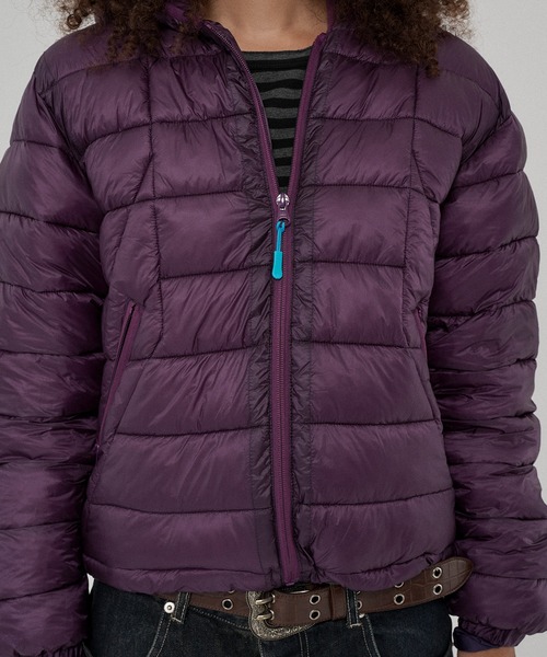 WISH FOR EVER(ウィッシュフォーエバー)の「MICROFIBER DRAW CODE PADDING HOODIE JACKET/マイクロファイバードローコードパディングフーディージャケット(ダウンジャケット/コート・メンズ・ネイビー/オリーブ/パープル/ブラック/グレー/ブルー・MEDIUM/LARGE/SMALL)」の7枚目の写真