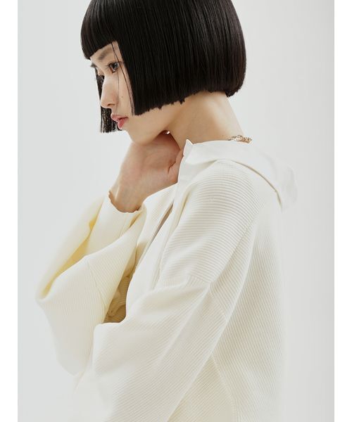 emmi(エミ)の「ラガーニットトップス×チュールタックスカートセット(ワンピース・レディース・オフホワイト/ダークネイビー・0/1)」の9枚目の写真