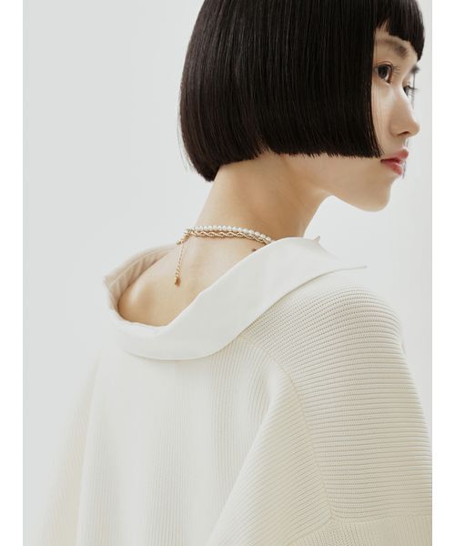 emmi(エミ)の「ラガーニットトップス×チュールタックスカートセット(ワンピース・レディース・オフホワイト/ダークネイビー・0/1)」の10枚目の写真