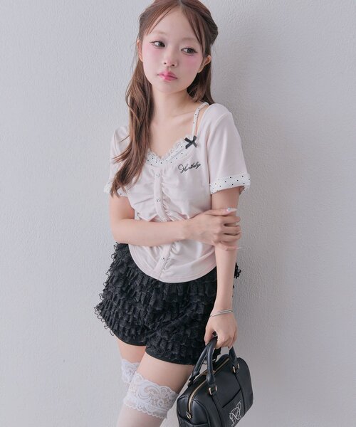 OLIVE des OLIVE(オリーブデオリーブ)の「レースフリルショートパンツ(その他パンツ・レディース・オフホワイト/ブラック・FREE)」の7枚目の写真