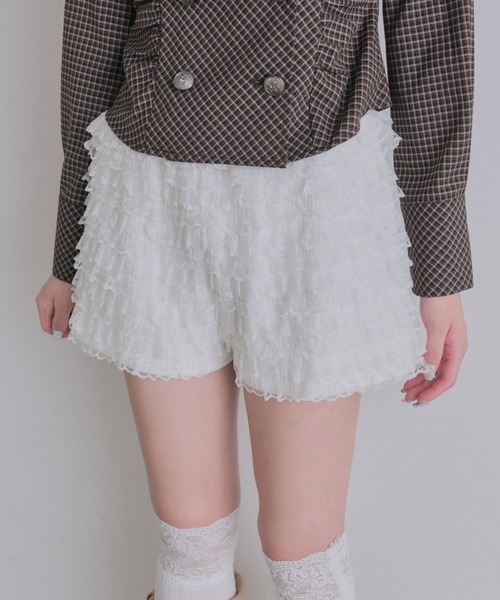 OLIVE des OLIVE(オリーブデオリーブ)の「レースフリルショートパンツ(その他パンツ・レディース・オフホワイト/ブラック・FREE)」の1枚目の写真