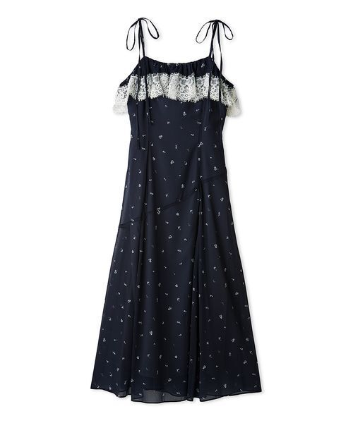 SNIDEL(スナイデル)の「レースフリルチェックキャミワンピース(ワンピース・レディース・ネイビー/グレー/ベージュ・0/1)」の4枚目の写真
