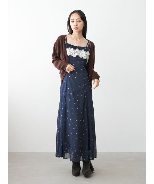 SNIDEL(スナイデル)の「レースフリルチェックキャミワンピース(ワンピース・レディース・ネイビー/グレー/ベージュ・0/1)」の12枚目の写真