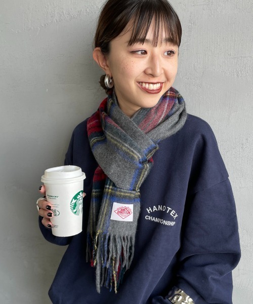 【新品未使用】DANTON ウールカシミヤ マフラー グレー DANTON｜ダントン（レディース）のマフラー（グレー/灰色系・カシミヤ
