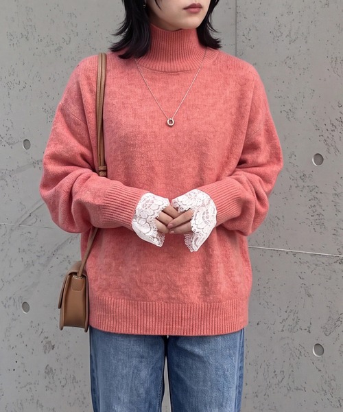 SELECT LEVERY(セレクトリベリー)の「異素材袖レースリブプルオーバー(Tシャツ/カットソー・レディース・ブラック/オフホワイト/グレー・FREE)」の15枚目の写真