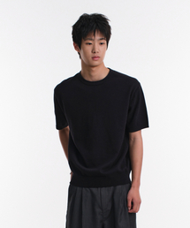 DIVEIN（ダイブイン）の「LOUNGE COTTON KNIT T-SHIRTS (BLACK)（Tシャツ/カットソー）」