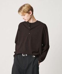 KNITEE フェザー コットン ヘンリーネック ニット Tシャツ ウォッシャブル