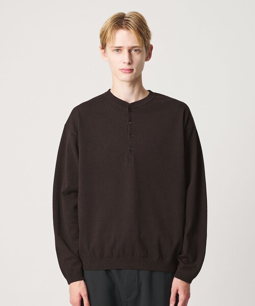 BEAUTY&YOUTH UNITED ARROWS(ビューティーアンドユースユナイテッドアローズ)の「KNITEE フェザー コットン ヘンリーネック ニット Tシャツ ウォッシャブル(ニット/セーター・メンズ・ダークオレンジ/ダークブラウン・XL/L/M/S)」の7枚目の写真