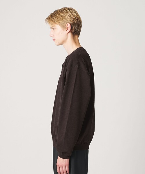 BEAUTY&YOUTH UNITED ARROWS(ビューティーアンドユースユナイテッドアローズ)の「KNITEE フェザー コットン ヘンリーネック ニット Tシャツ ウォッシャブル(ニット/セーター・メンズ・ダークオレンジ/ダークブラウン・XL/L/M/S)」の8枚目の写真