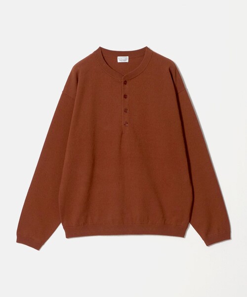BEAUTY&YOUTH UNITED ARROWS(ビューティーアンドユースユナイテッドアローズ)の「KNITEE フェザー コットン ヘンリーネック ニット Tシャツ ウォッシャブル(ニット/セーター・メンズ・ダークオレンジ/ダークブラウン・XL/L/M/S)」の10枚目の写真