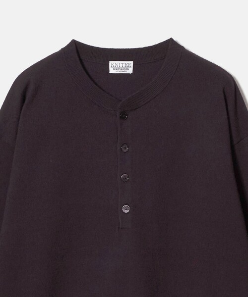 BEAUTY&YOUTH UNITED ARROWS(ビューティーアンドユースユナイテッドアローズ)の「KNITEE フェザー コットン ヘンリーネック ニット Tシャツ ウォッシャブル(ニット/セーター・メンズ・ダークオレンジ/ダークブラウン・XL/L/M/S)」の13枚目の写真