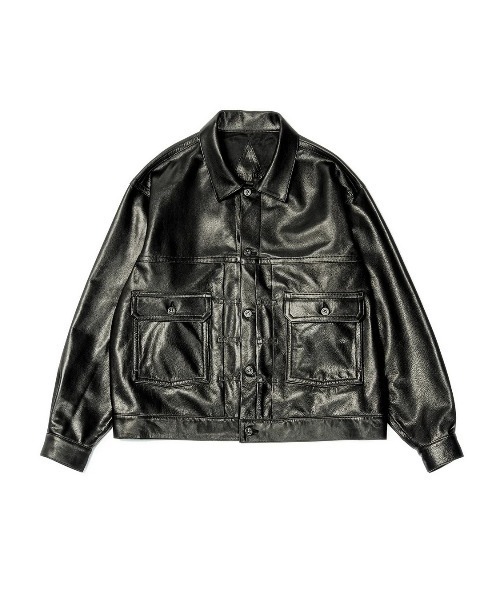 STUDIOUS(ステュディオス)の「Trucker Jacket(ブルゾン・メンズ・ブラック・L/M)」の1枚目の写真