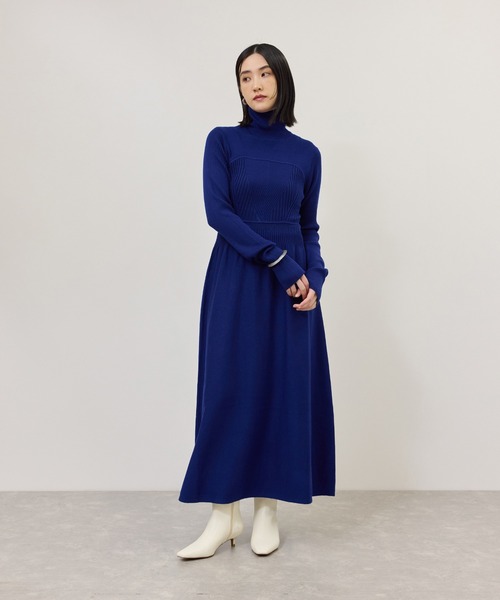 ADAM ET ROPE'（アダムエロペ）の「【WEB限定】・【定番】MIXパターンニットワンピース（ワンピース・レディース・ダークブラウン/ブラック/チャコールグレー/ブルー/キャメル・FREE）」の6枚目の写真