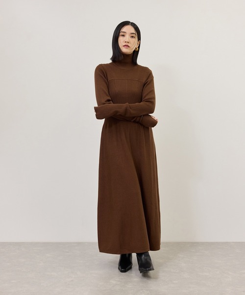 ADAM ET ROPE'（アダムエロペ）の「【WEB限定】・【定番】MIXパターンニットワンピース（ワンピース・レディース・ダークブラウン/ブラック/チャコールグレー/ブルー/キャメル・FREE）」の7枚目の写真