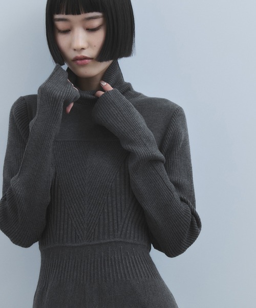ADAM ET ROPE'（アダムエロペ）の「【WEB限定】・【定番】MIXパターンニットワンピース（ワンピース・レディース・ダークブラウン/ブラック/チャコールグレー/ブルー/キャメル・FREE）」の15枚目の写真