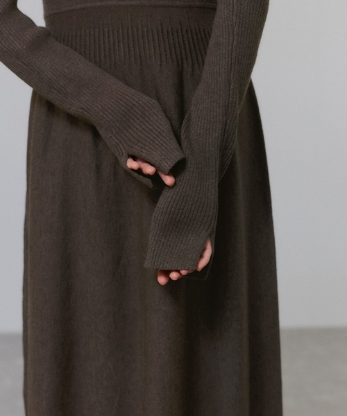 ADAM ET ROPE'（アダムエロペ）の「【WEB限定】・【定番】MIXパターンニットワンピース（ワンピース・レディース・ダークブラウン/ブラック/チャコールグレー/ブルー/キャメル・FREE）」の19枚目の写真