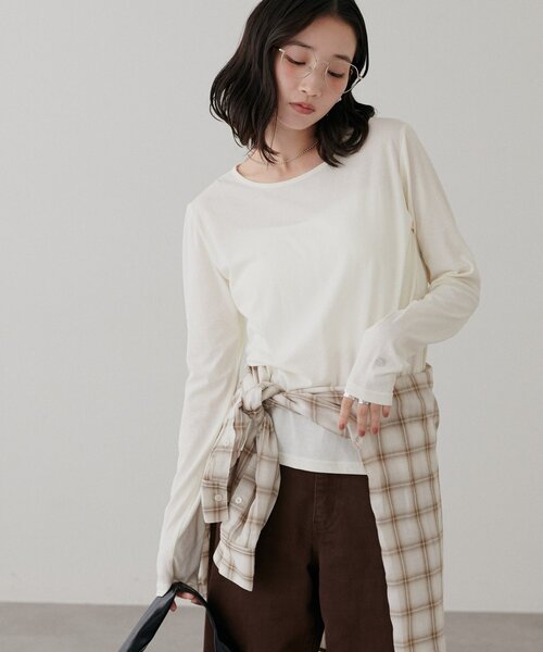 DISCOAT(ディスコート)の「プレート付きロングスリーブ(Tシャツ/カットソー・レディース・レッド/アイボリー/ブラウン/ブラック・FREE)」の14枚目の写真