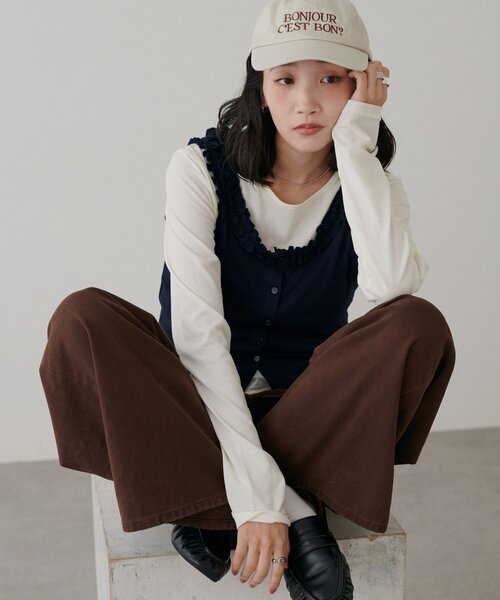 DISCOAT(ディスコート)の「プレート付きロングスリーブ(Tシャツ/カットソー・レディース・レッド/アイボリー/ブラウン/ブラック・FREE)」の16枚目の写真