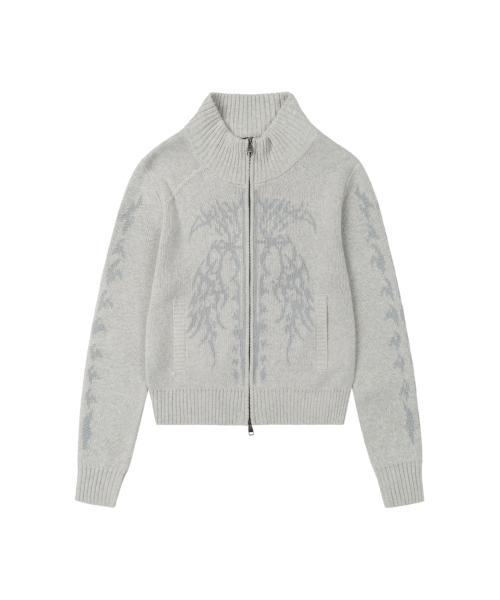 AAKAM（アーカム）の「Gothic Jacquard Knit Zip-Up (Gray)（ニット/セーター・レディース・その他・2/1）」の2枚目の写真