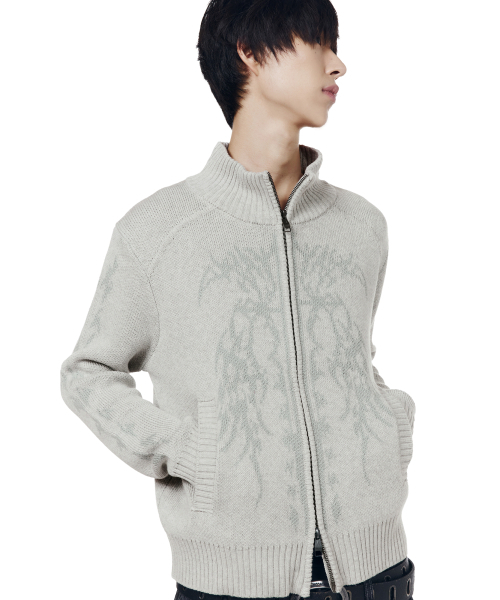 AAKAM（アーカム）の「Gothic Jacquard Knit Zip-Up (Gray)（ニット/セーター・レディース・その他・2/1）」の4枚目の写真