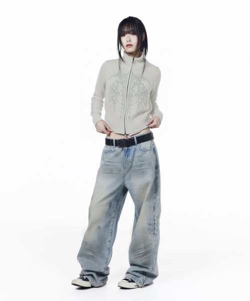 AAKAM（アーカム）の「Gothic Jacquard Knit Zip-Up (Gray)（ニット/セーター・レディース・その他・2/1）」の5枚目の写真