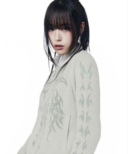 AAKAM（アーカム）の「Gothic Jacquard Knit Zip-Up (Gray)（ニット/セーター・レディース・その他・2/1）」の6枚目の写真