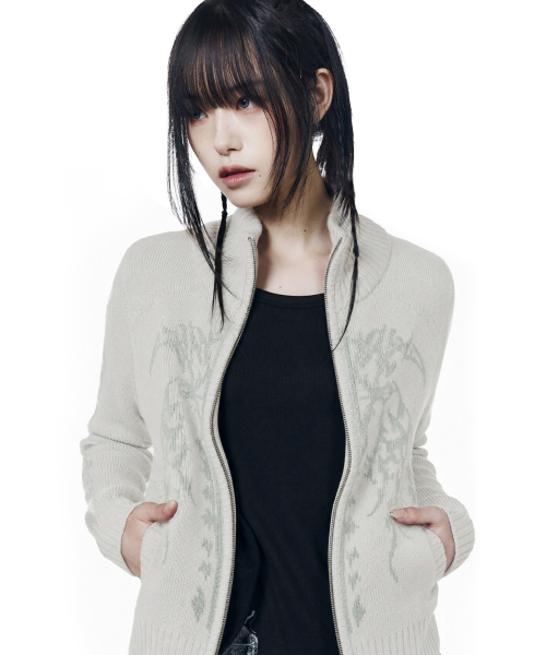 AAKAM（アーカム）の「Gothic Jacquard Knit Zip-Up (Gray)（ニット/セーター・レディース・その他・2/1）」の7枚目の写真