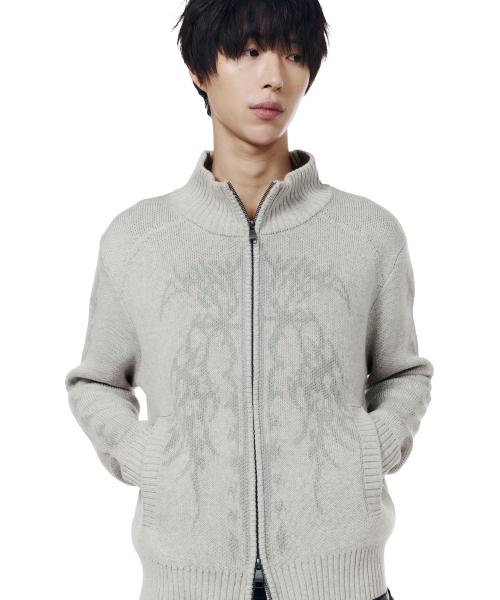 AAKAM（アーカム）の「Gothic Jacquard Knit Zip-Up (Gray)（ニット/セーター・レディース・その他・2/1）」の9枚目の写真