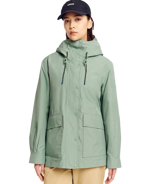 AIGLE(エーグル)の「GORE-TEX ゴアテックス 防水 防風 透湿 2レイヤー フィッシュテールフーデッドジャケット(マウンテンパーカー・レディース・ベージュ/セージグリーン/ブラック・36/40/38/42)」の13枚目の写真