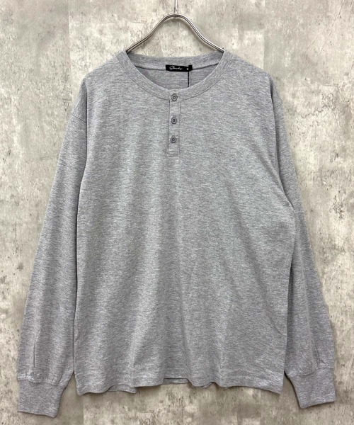 ZI-ON(ジーオン)の「846-103 ヘンリーネック ちょいBIGロンT(Tシャツ/カットソー・メンズ・ブラック/チャコールグレー/オートミール/ネイビー/杢グレー/オフホワイト・M/XL/L)」の11枚目の写真