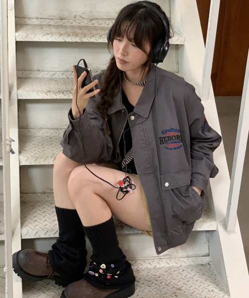 RONRON(ロンロン)の「WASHED VINTAGE COTTON BLOUSON CHARCOAL(ブルゾン・レディース・その他・FREE)」の1枚目の写真