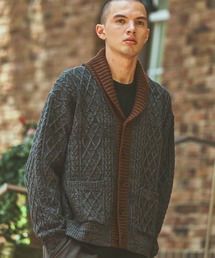 【ANDSEWN (アンドソーン)】バイカラーショールカーディガン
