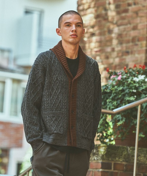 niko and...(ニコアンド)の「【ANDSEWN (アンドソーン)】バイカラーショールカーディガン(カーディガン/ボレロ・メンズ・チャコール/カーキ・LARGE/MEDIUM)」の6枚目の写真