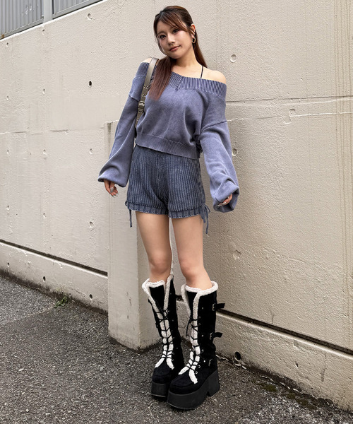 SPIRALGIRL(スパイラルガール)の「【SPIRALWASH】バックリボンブリーチトップス(ニット/セーター・レディース・ブラウン/ブラック/ブルー・FREE)」の14枚目の写真