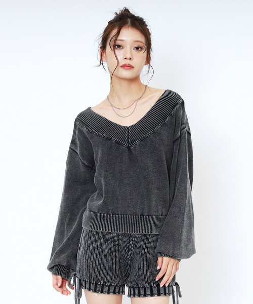 SPIRALGIRL(スパイラルガール)の「【SPIRALWASH】バックリボンブリーチトップス(ニット/セーター・レディース・ブラウン/ブラック/ブルー・FREE)」の18枚目の写真