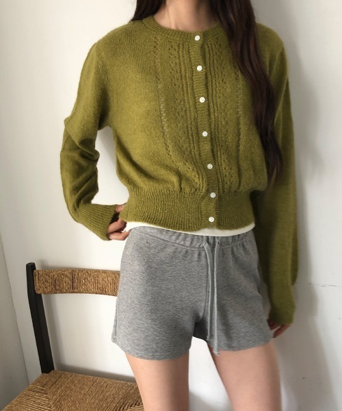 LOENNE(ロエヌ)の「Openwork Knit Cardigan / 透かし編みニットカーディガン(ニット/セーター・レディース・グリーン/グレー/アイボリー・FREE)」の10枚目の写真