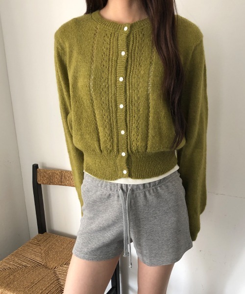 LOENNE(ロエヌ)の「Openwork Knit Cardigan / 透かし編みニットカーディガン(ニット/セーター・レディース・グリーン/グレー/アイボリー・FREE)」の12枚目の写真