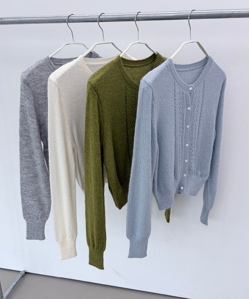 LOENNE(ロエヌ)の「Openwork Knit Cardigan / 透かし編みニットカーディガン(ニット/セーター・レディース・グリーン/グレー/アイボリー・FREE)」の17枚目の写真